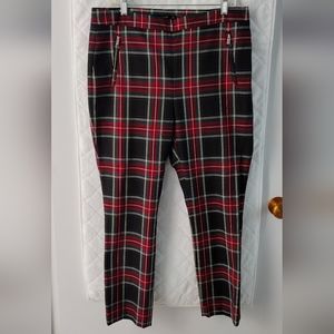 Zara womens plaid pants with zippers. size XL. EUC.